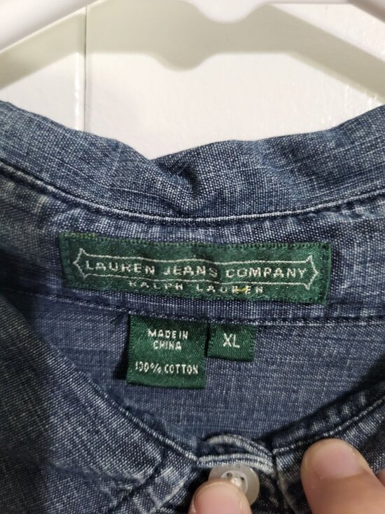 Ralph Lauren Jeans Company VTG Button Up Chambray Denim Classic Shirt XL Womens - Picture 4 of 6